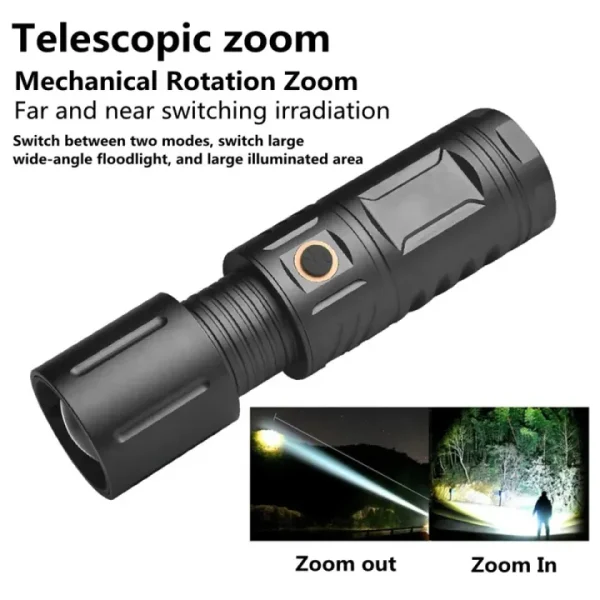 telescopic zoom led flashlight