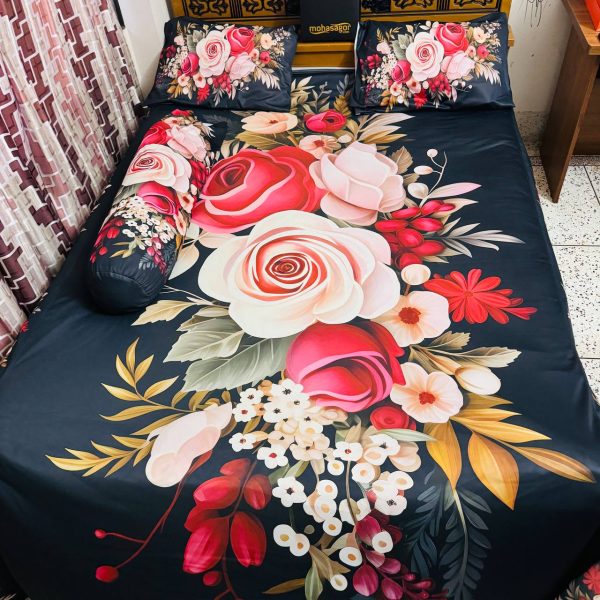 china premium 3d design bed sheet(red)