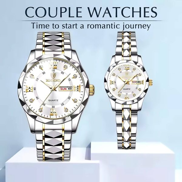binbond top brand luxury fashion couple watches 30m week date clock sport quartz