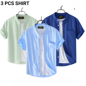 fashionable casual half sleeve shirt for men(sky + mint + purple)