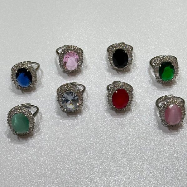 elegant crystal stone ring set – 8 color variants