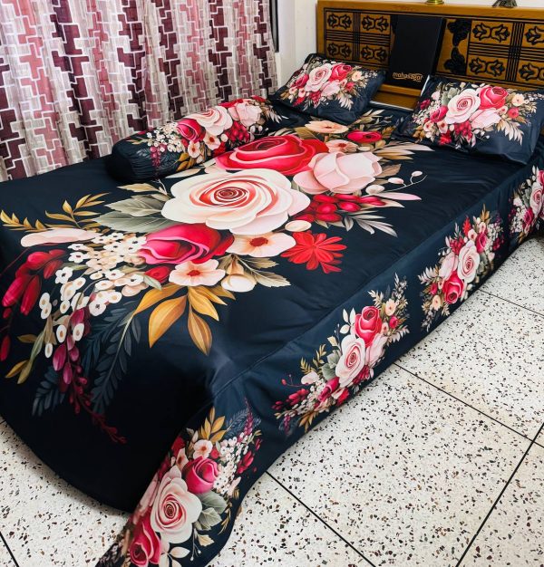 china premium 3d design bed sheet(red)