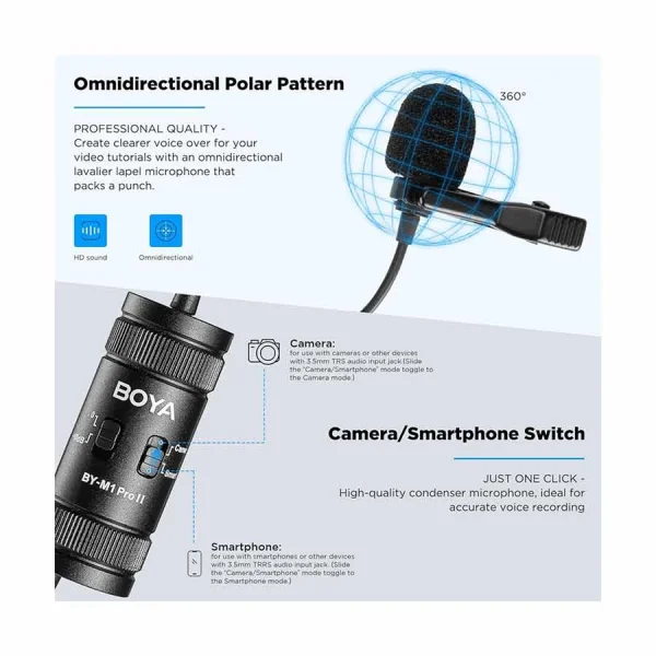 boya by m1 pro ii universal lavalier microphone no need batteries