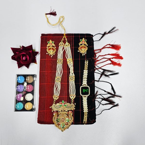 sharee + watches + neckless set + make up box + flowers combo