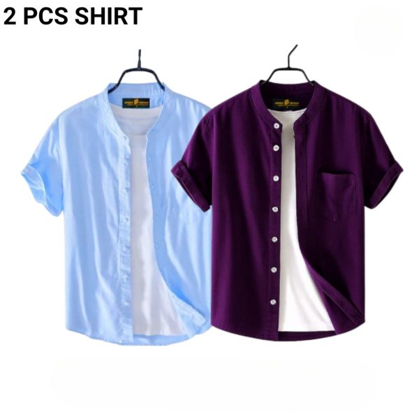fashionable casual half sleeve shirt for men(sky+ perple)