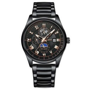 binbond b3982 new style silver men quartz watch authentic stainless steel band date display dials decoration watch