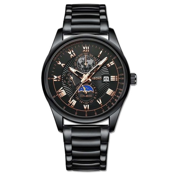 binbond b3982 new style silver men quartz watch authentic stainless steel band date display dials decoration watch