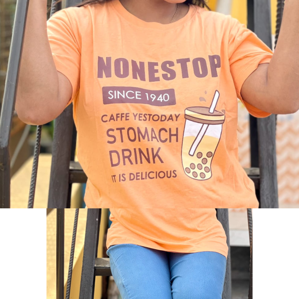 dtf printed ladies t shirt | half sleeve plain | regular fit ladies t shirt for women & girls |