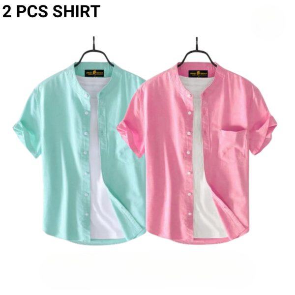 fashionable casual half sleeve shirt for men ( pink+ paste)
