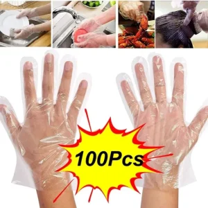 pack of 100 polyethylene embossed gloves (free size)