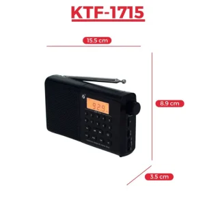 ktf 1715 bluetooth, tf card & fm/mw/sw 3 bands radio & clock supported digital display speaker