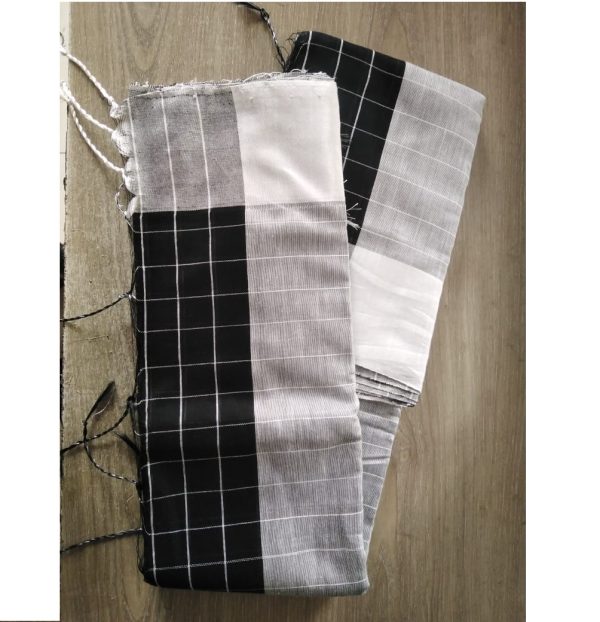 black & white halfsilk saree for women