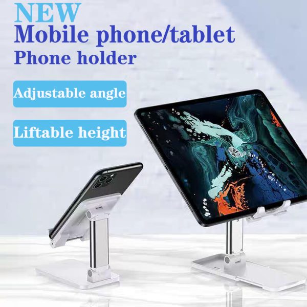 lifting folding desktop bracket desktop mobile stand for phone/tablet (multi angle adjustable) – suitable for apple ipad tablet mobile phone handphone smartphone, foldable and portable