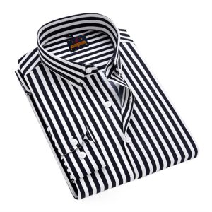 men's long sleeve stripe / print shirt