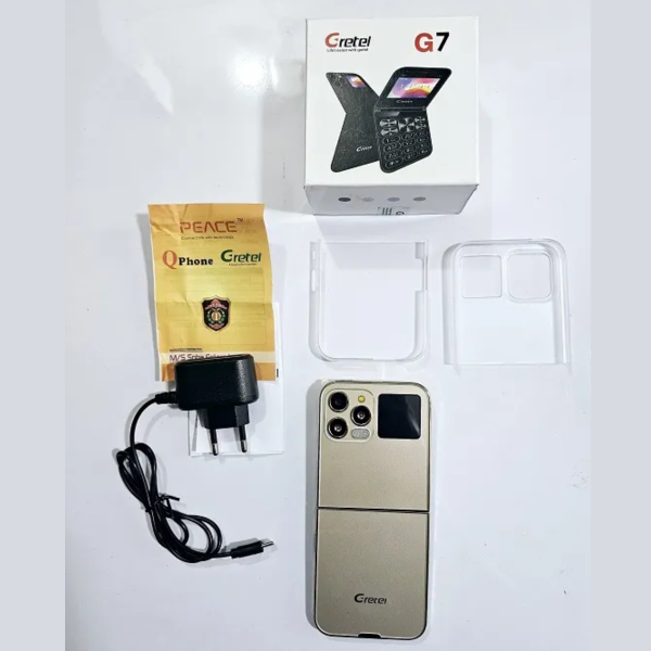 gretel g7 flip folding phone dual display caseing ( gold)