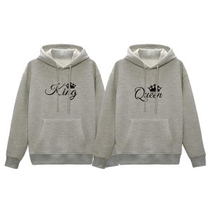 comfortable winter (king & queen gray) couple hoodie