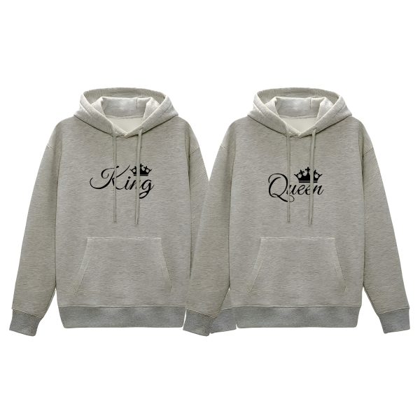 comfortable winter (king & queen gray) couple hoodie