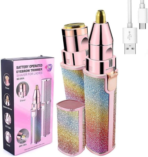eyebrow trimmer and facial hair shaver 2 in 1