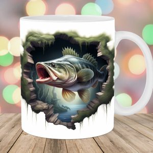 3d fish in water design mug