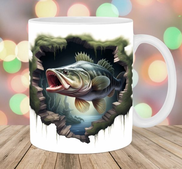 3d fish in water design mug