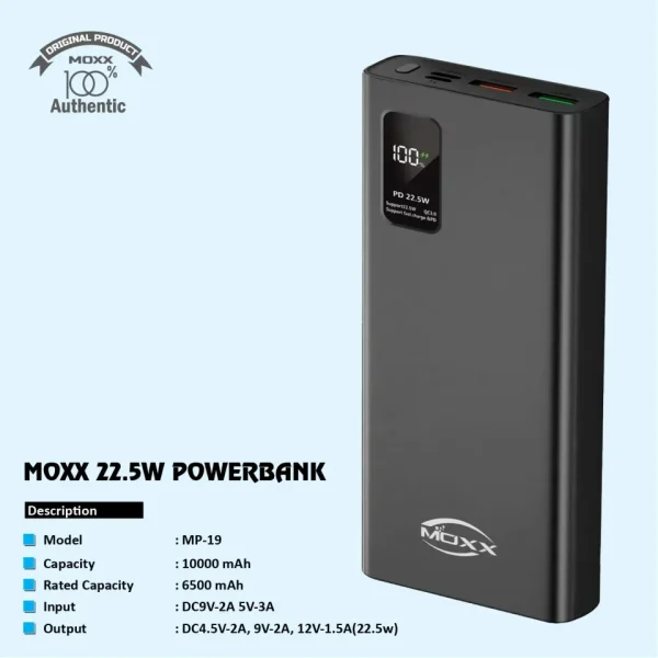 moxx mp 19 10000mah powerbank with dual usb ports