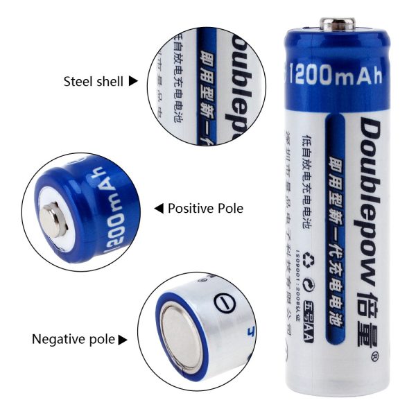 doublepow aa 1200mah nimh rechargeable battery (4pcs)