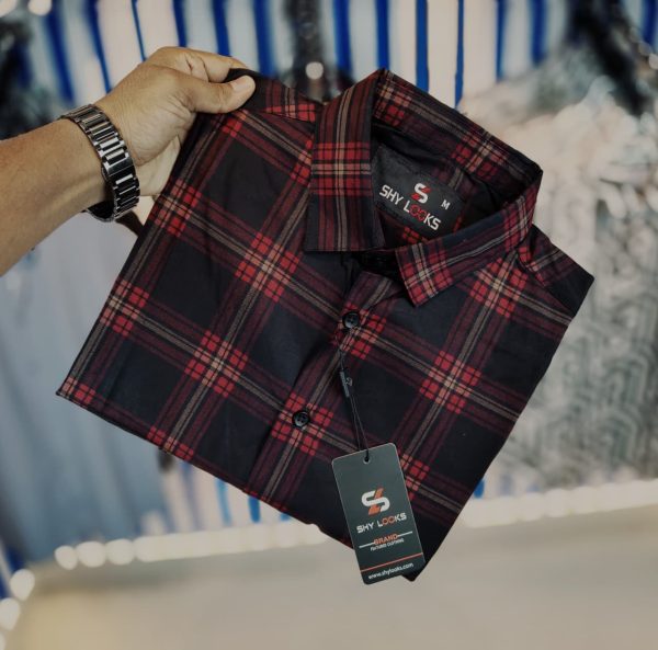 shy looks pure cotton full sleeve check shirt for men's