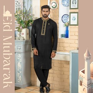 premium quality panjabi pajama set (black)