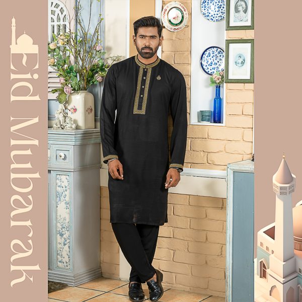 premium quality panjabi pajama set (black)