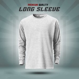 men's full sleeve solid t shirt ash