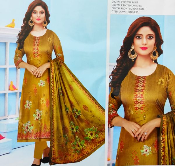 malhar 100% premium cotton lawn digital printed 3 piece