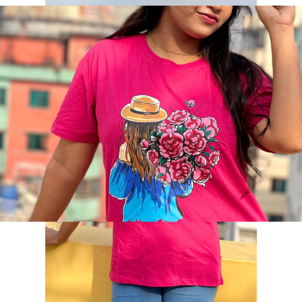 women print smile t shirt | half sleeve plain | regular fit ladies t shirt for women & girls | cotton shirt for women