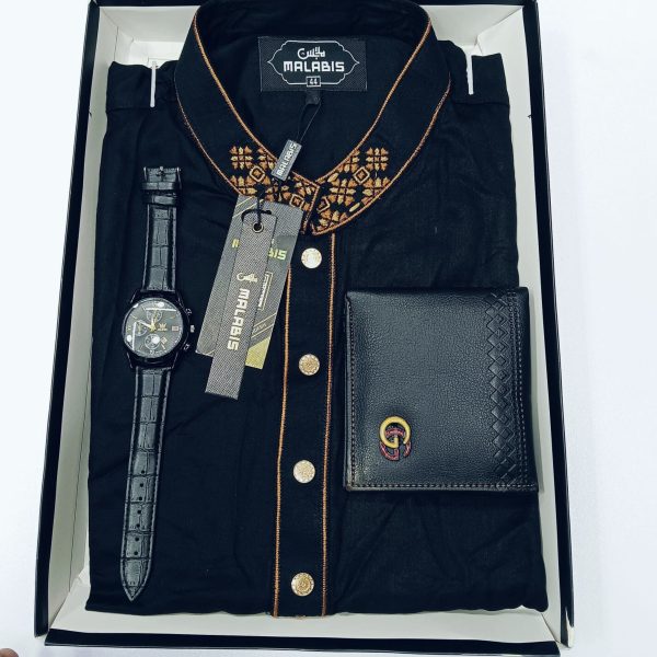 cotton punjabi + premium watch +wallet combo pack
