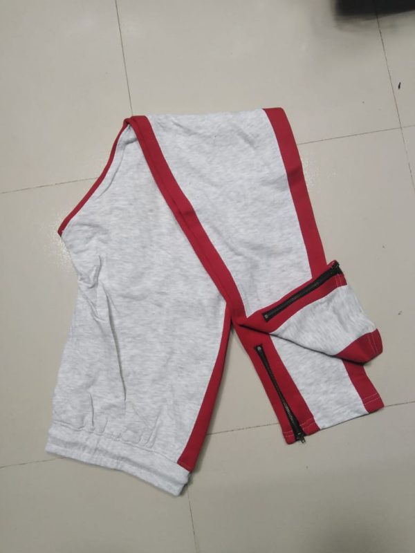 casual men's sweatpant trouser black + red