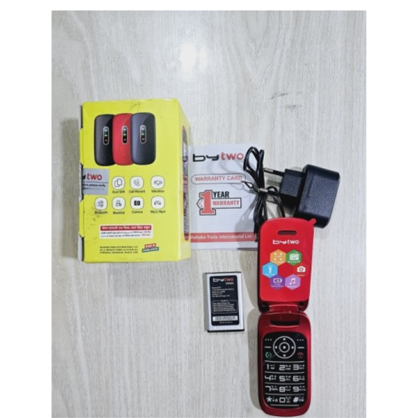 bytwo 301 folding phone dual sim red 