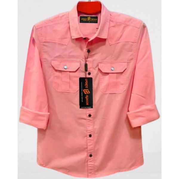 double pocket shirt for men( pink)