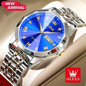 olevs 9931g new exclusive design quartz watch for men royal blue
