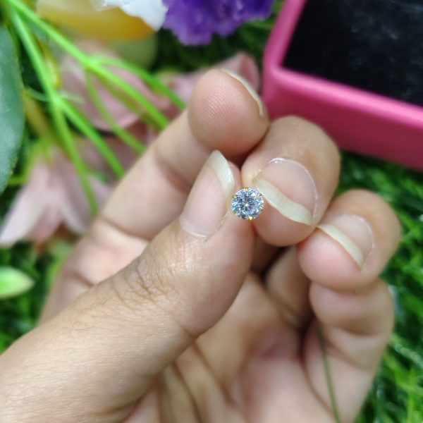 big stone round cut lab created stud gold plated silver
