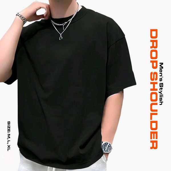 men's stylish drop shoulder black