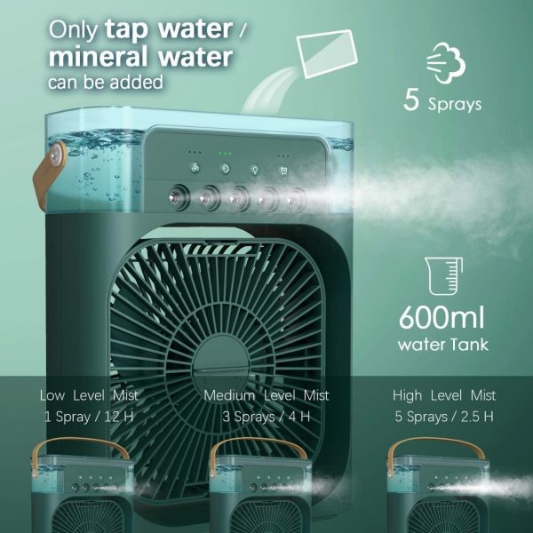 3 in 1 air cooling usb fan with led night light water fan