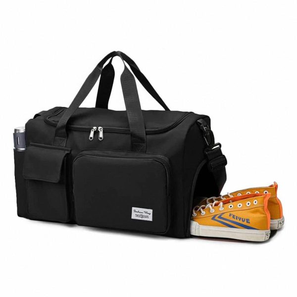 fashionable large capacity travel & gym bag black
