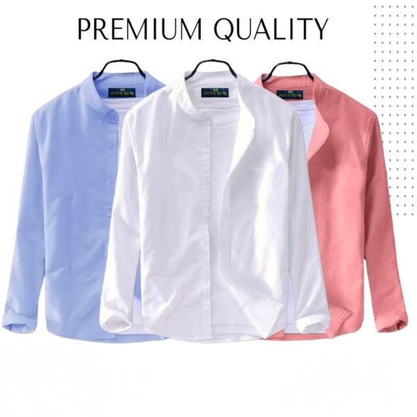3 pcs combo men's ban collar cotton shirt