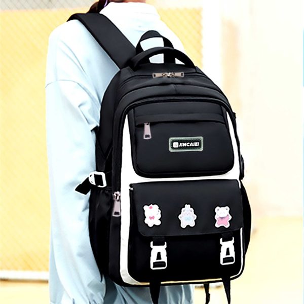 kids backpack children school bags waterproof primary schoolbag book bag (black)