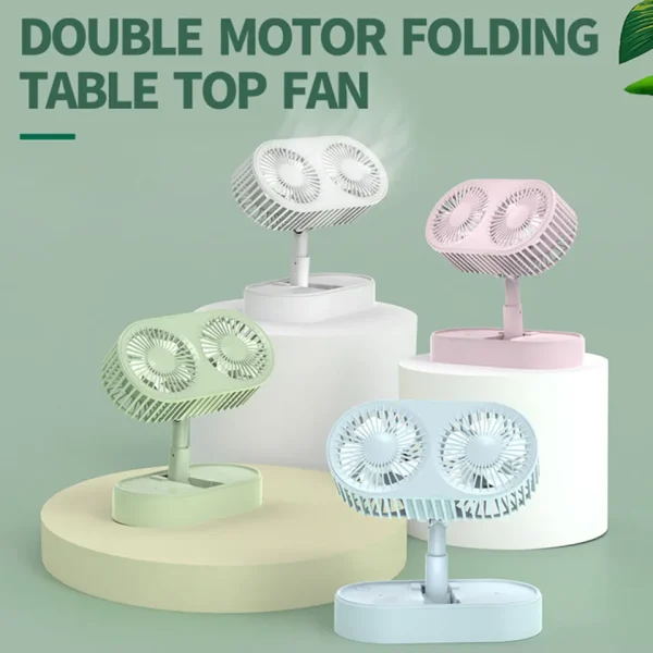 double motor folding table top fan