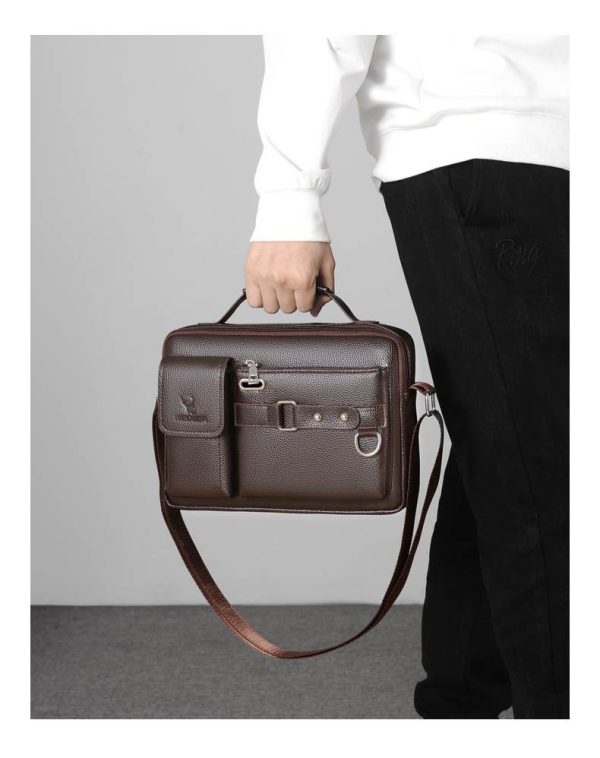 men's pu leather shoulder bag (chocolate)