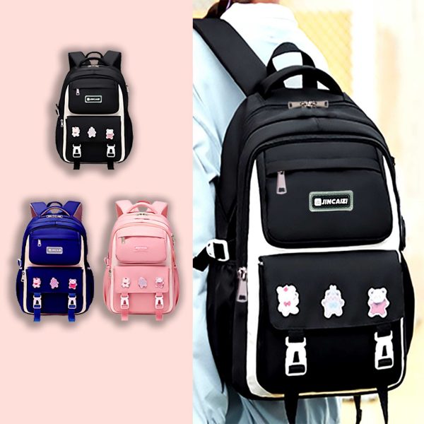 kids backpack children school bags waterproof primary schoolbag book bag (black)