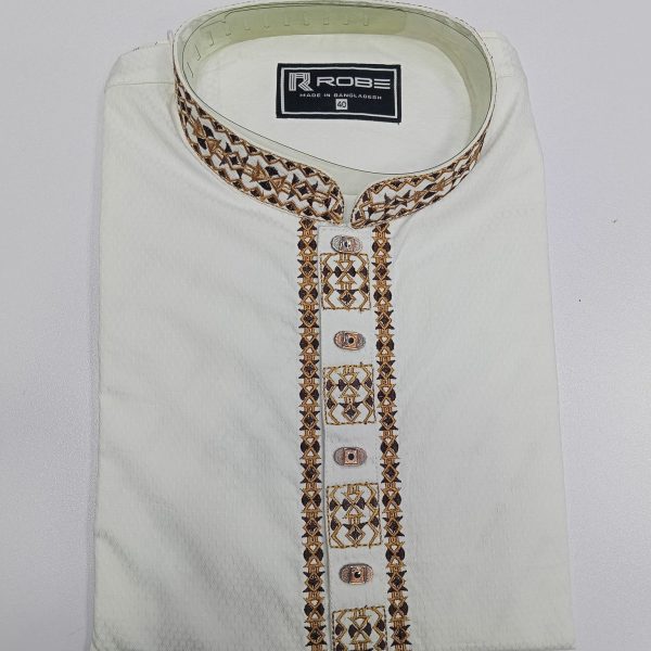 white embroidered viscose panjabi