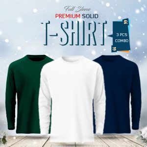 3 pcs full sleeve solid t shirt combo