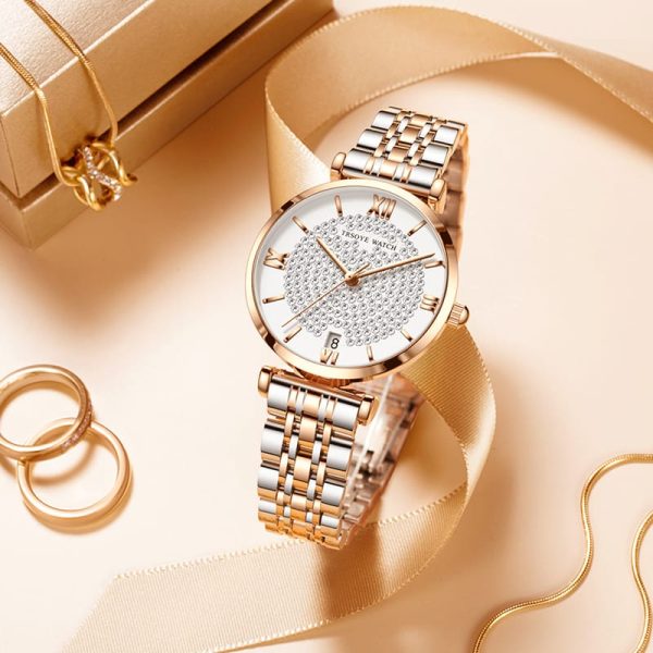 trsoye women's two tone chain watch