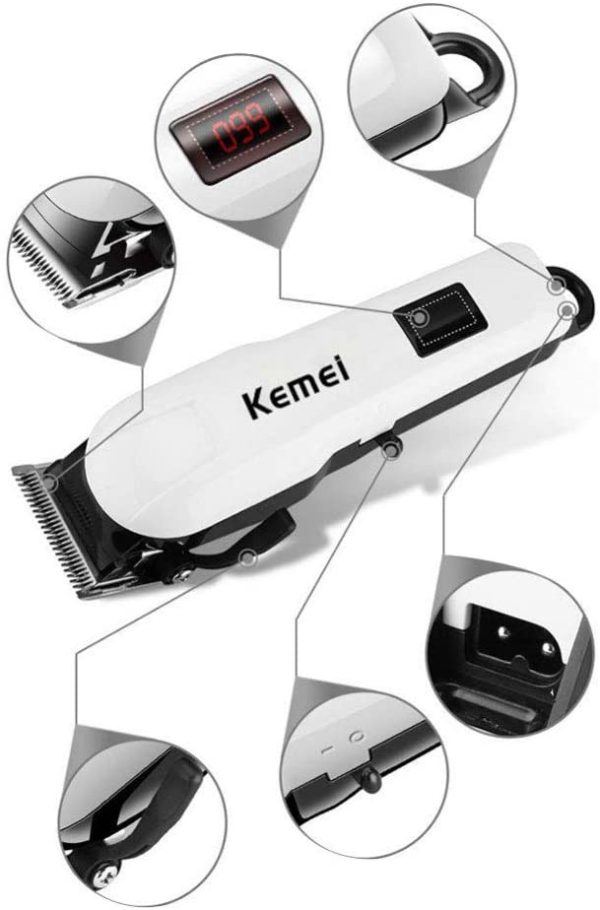 professionals design perfect shaver and haircut rechargeable beard and moustaches hair machine and trimming with cord and without cordless use km809a(white)